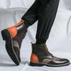 Ankle Boots for Men Brown Business Round Toe Lace-up Pu Mens Boots  Size 38-46 Men Shoes