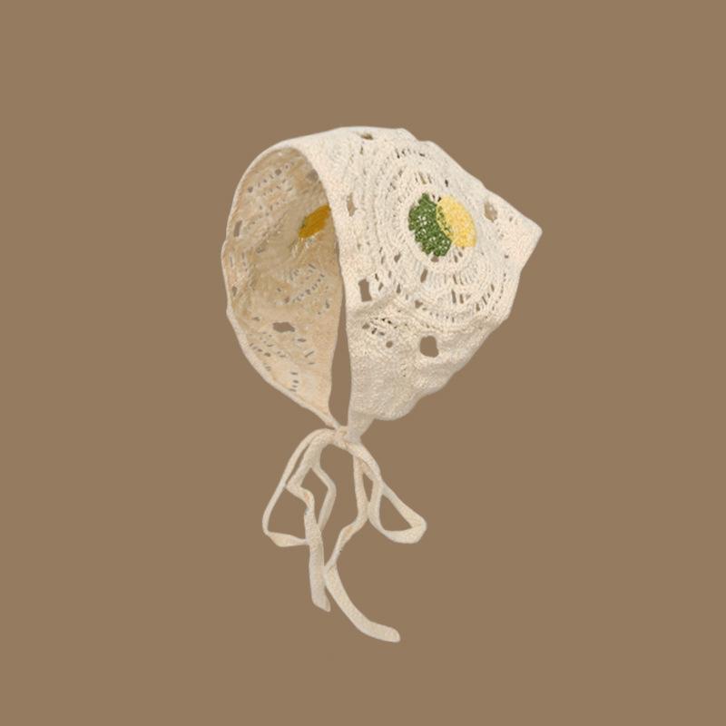 Headscarf Hat Pastoral Style Triangle Headband For Women Girls Handmade Crochet Headband Little Flower Headscarf