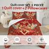 Valentine's Day Love Heart 3pcs Polyester Bedding Set - Soft & Comfortable, Includes 1 Duvet Cover and 2 Pillowcases