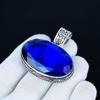 Blue Sapphire Pendant, 925 Sterling Silver Handmade Jewelry, Sapphire Silver Pendant, Party Wear Jewelry For Women's, Pendant New Year Gift