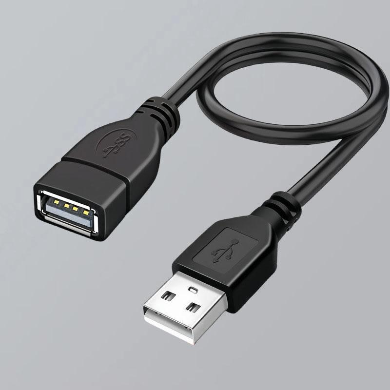 USB 2.0 Extension Cable Male To Female High-Speed Data Sync & Charging Cable 4-Pin Core (1A) Extra Long USB A/F Cable Black