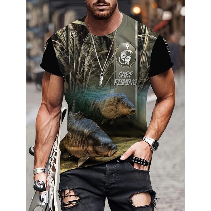 Fashion 3D Carp Fishing Men T-Shirt Fashion O-Neck Short-Sleeve Oversized