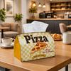 1pc Retro Diner Signage Tissue Box - Pizza Slice Typography Napkin Storage Box, Suitable for Rolls/facial Tissues/single Sheets,Two Sizes Available Fo