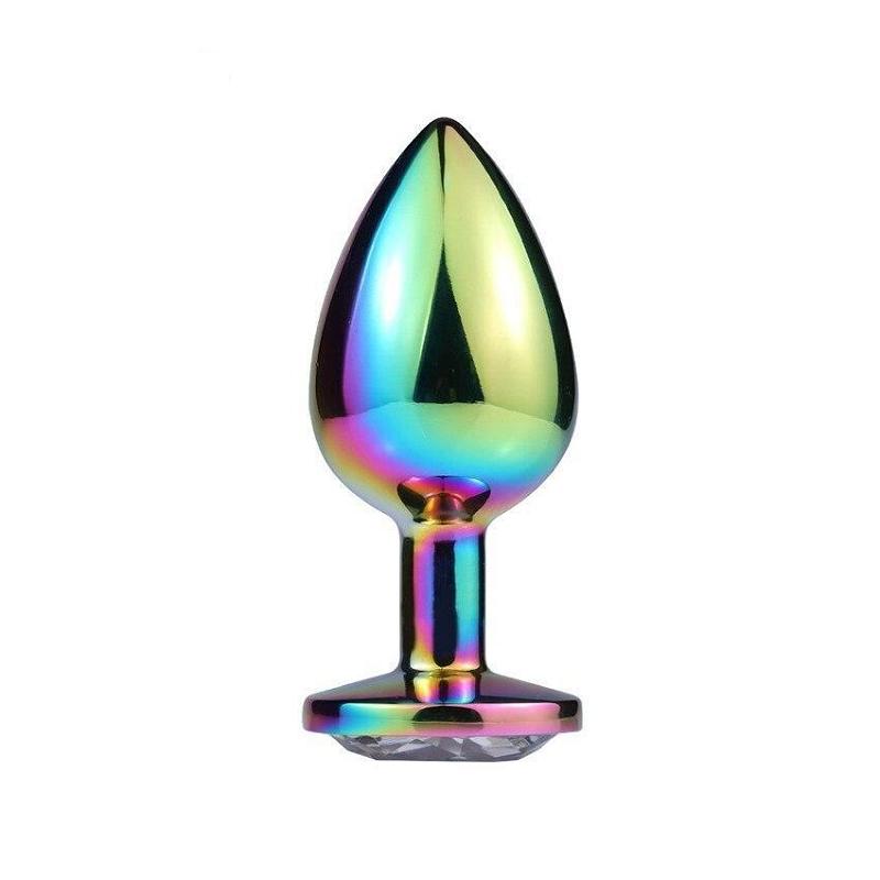 3 Sizes Stainless Steel Rainbow Anal Sex Toys Jewel Metal Butt Plug Non Vibrating Butt Plugs