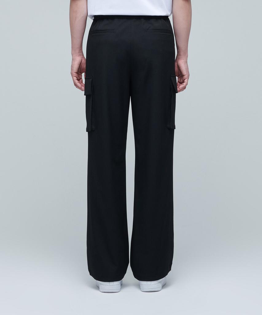 MUSINSA STANDARD Wide Elastic Cargo Slacks [Black]