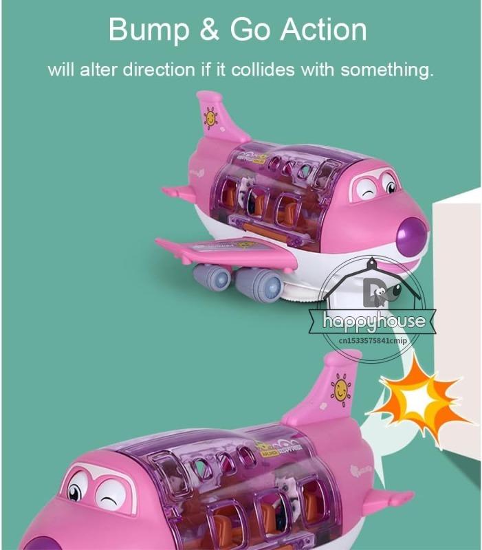 360° Rotating Electric Plane Airplane Toys for Kids Bump and Go Action Toddler Toy Plane with LED Flashing Light Sound for Boys