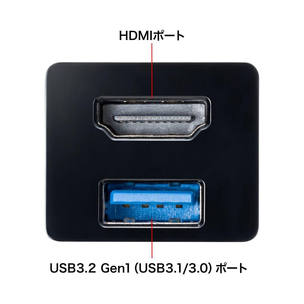 Sanwa Supply HDMI Adapter with USB Hub USB-3TCH35BK Type-C