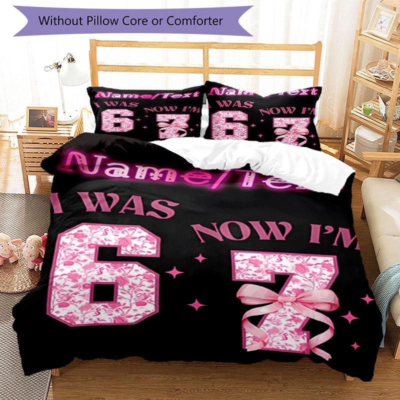 3PC Custom Name Happy Birthday Celebration Bedding Set Printed Bedding Set Duvet Cover Closure Includes 1 Duvet Cover & 98 Pillowcases for Bedroom