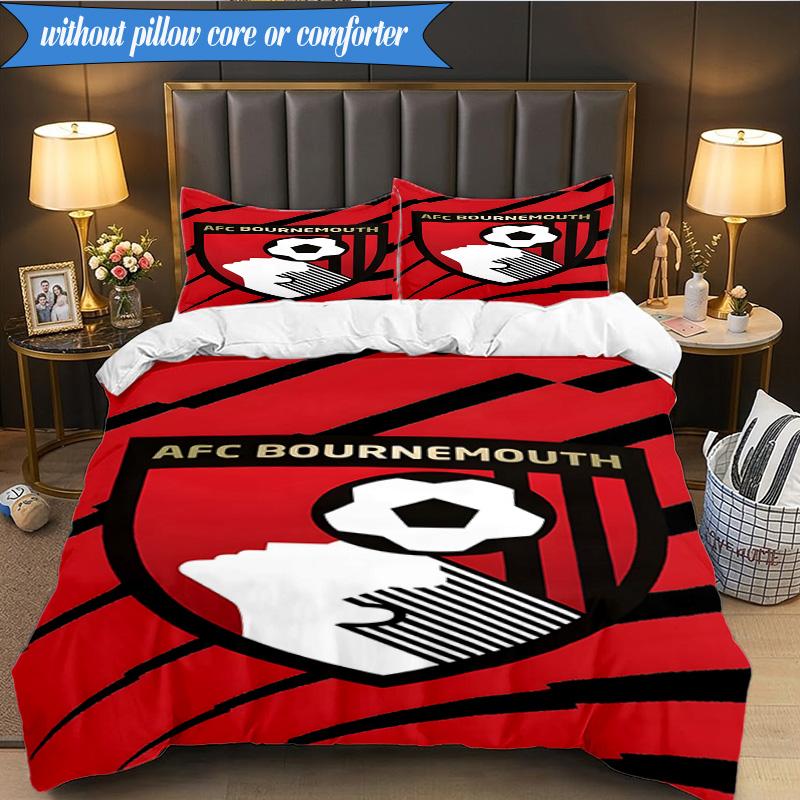 3PCS Afc Crest Bournemouth Printed Soft Bedding Set,Including 1pc Duvet Cover And 2pcs Pillowcases Perfect for Bedroom, Dormitory, Fan gift