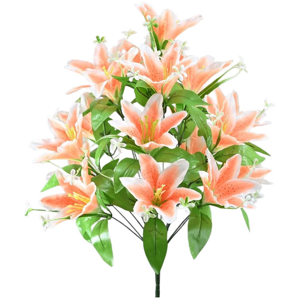 18 Heads Silk Lily Flowers for Interior Styling Living Room Dining Area Entryway and Studio Set Design Decoration