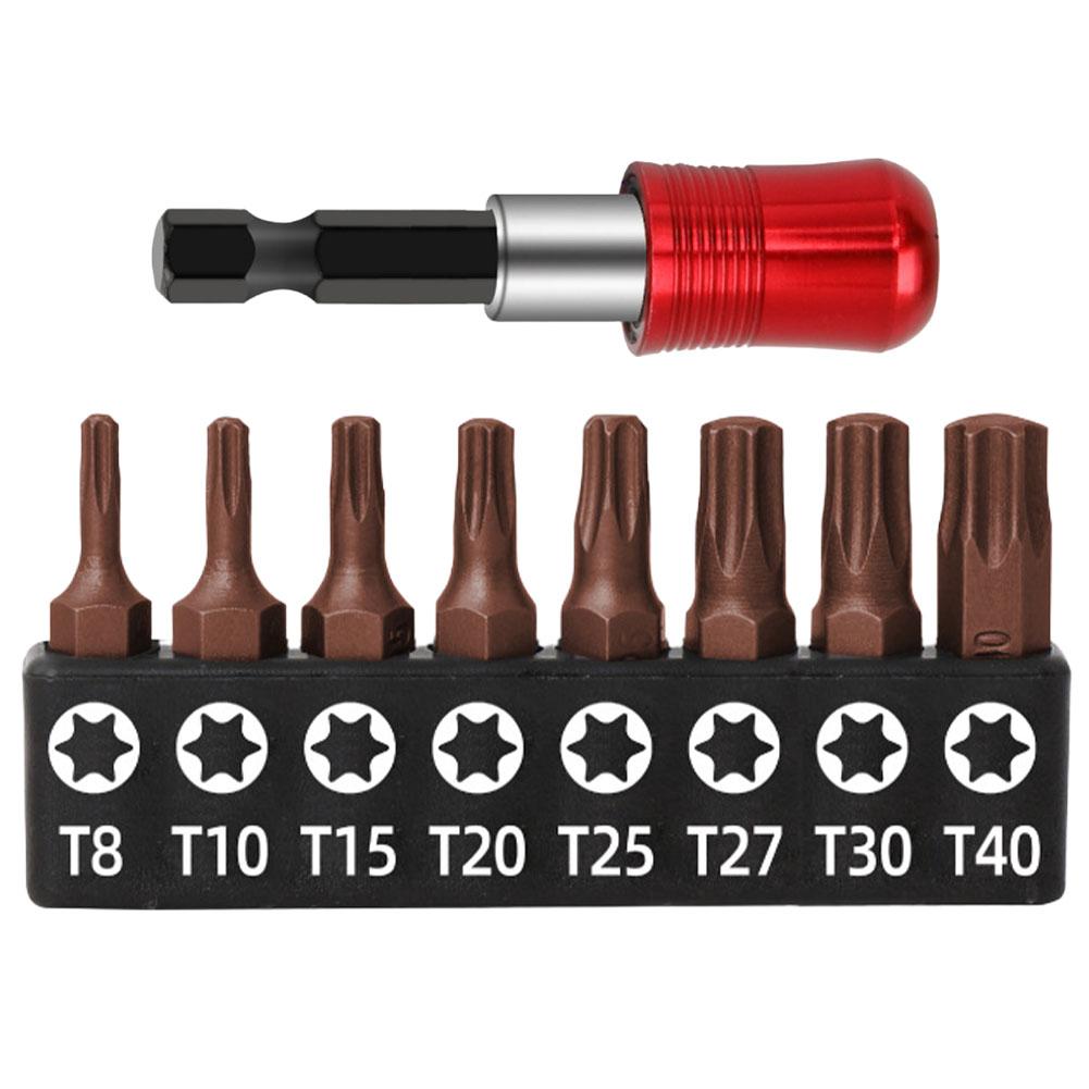 8pcs Metric Hex Bit Set Batch Head And Red Self-locking Rod Electric Screwdriver Head