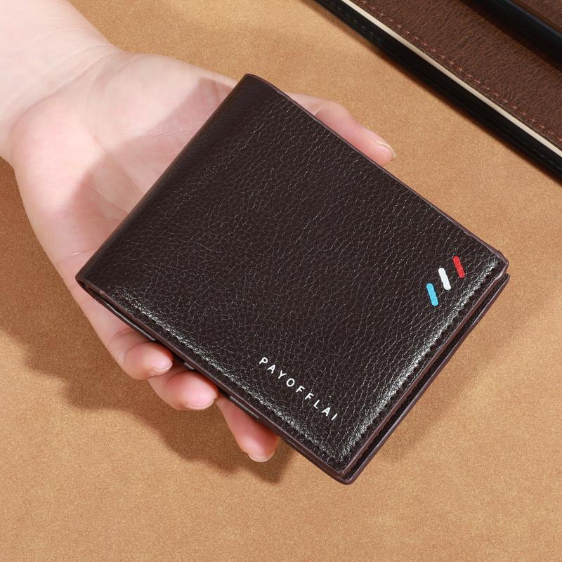 Men's Simple PU Leather Short Bifold Wallet, Minimalist Wallet With Card Slots, Gift For Men