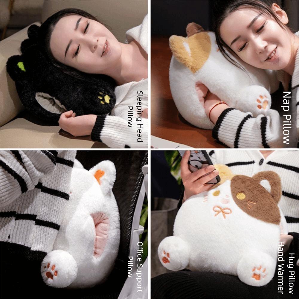 PP Cotton Calico Cat Plush Toys with Hand Pocket Black Cat Plush Doll Birthday Christmas
