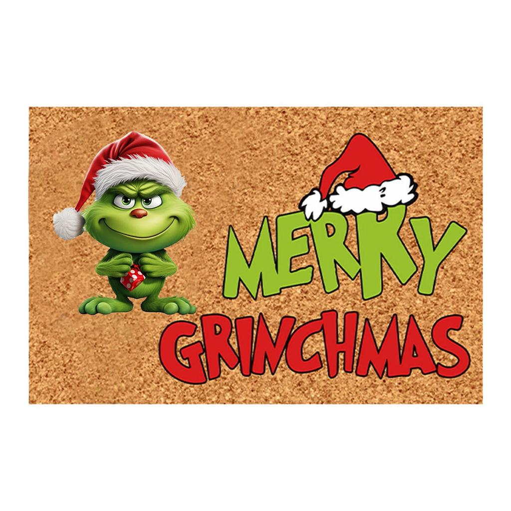 Grinch Floor Mat, Christmas Carpet, Holiday Door Mat, Green Clown Floor Mat.