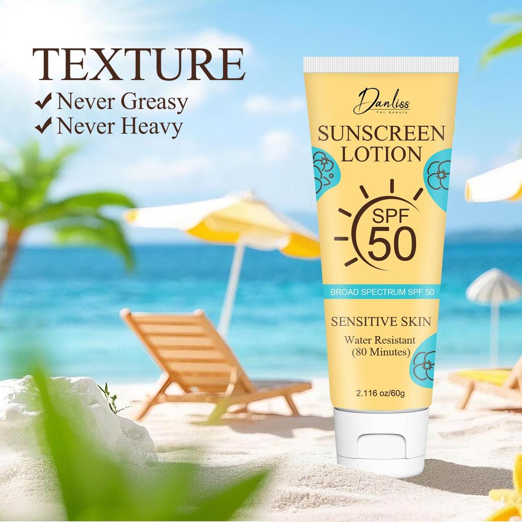 SPF 50 Sunscreen Lotion - Water-Resistant & Sweat-Proof, Weightless & Refreshing Feel,60g