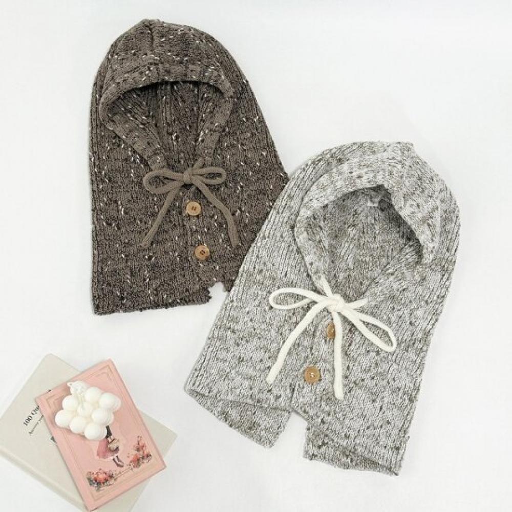New Arrivals Open Run Bokashi Ribbon String Button Neck Warmer Fake Hood Balacl