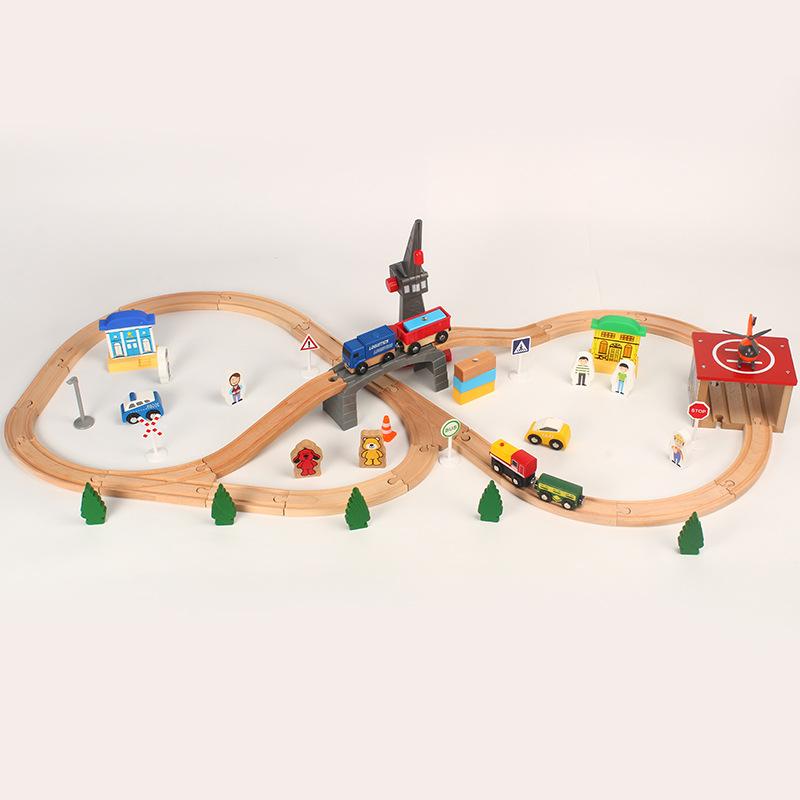 59pcs Hand Push Toy Track Set Small Train Track Children's Train Game Toy Car Compatible with Wooden Track Children New Toy PD23
