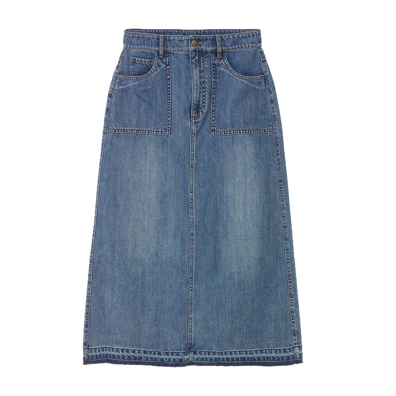 Gonna midi in denim a vita alta, design italiano LANCY