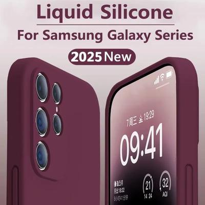 Nuovo Silicone Liquido Per Samsung Galaxy S24 23 22 21 20 Ultra Plus FE A54 A53 A52 4G 5G Morbida Antiurto Leggera Custodia Cover