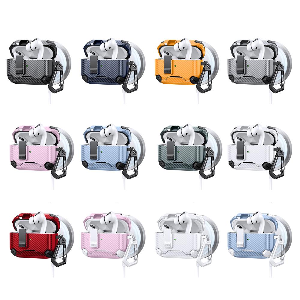 KEYSION Magnetic Automatic Switch Earphone Case for Airpods Pro 3 Pro 2 Shockproof Phone Stand Hook Headphone Cover for AirPods 4