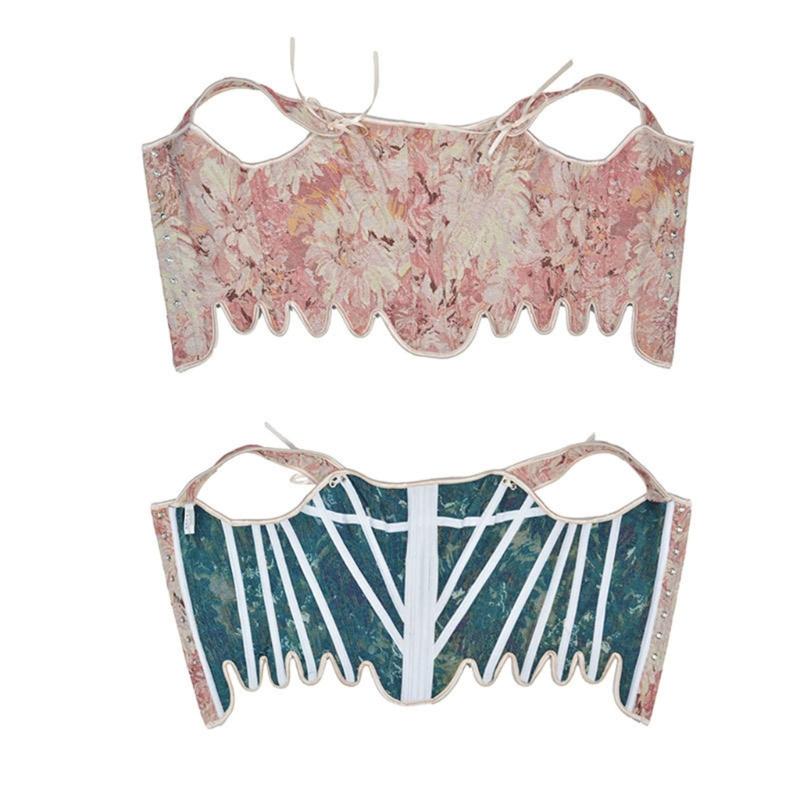 Tie Up Corset TankTop for Women Slimming Body Shaper LaceUp Tied Waist Trainer Girdle Teens Girl French Style Bustier