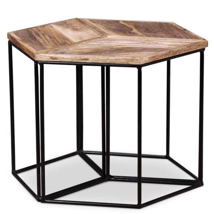 VidaXL Table basse Bois de manguier massif 56x48x40 cm