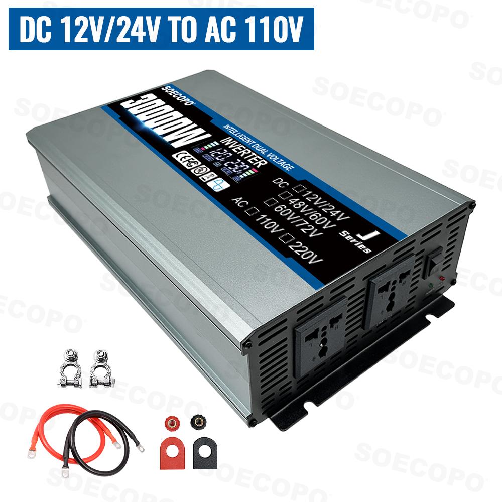 Dual Voltage Input Inverter 30000W Smart Solar Inverter DC 12V/24V 48V/60V 60V/72V To AC 110V/220V Current Inverter Home Camping