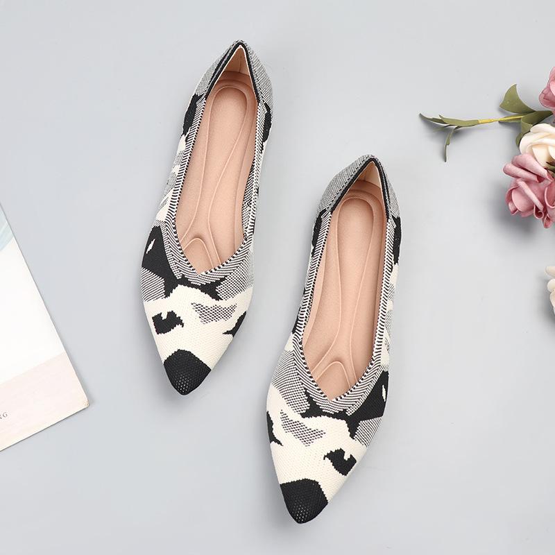 Spring and Autumn Flying Single Shoes Doudou 41 Flat Bottom 43 Large Size Women's Shoes Knitted Ladyshoes Pregnant Women