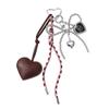 Korean Trendy Leather Heart Bow Keychain Delicate Beaded Keyring Car Key Holder Bag Pendant Decoration For Girls Gift