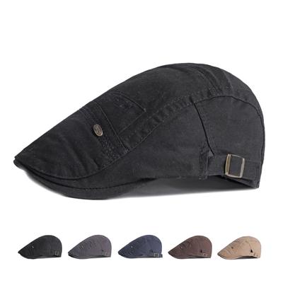 Herren Baskenmütze Frühling Sommer Baumwollmütze Vintage Forward Cap Weiblicher britischer Gatsby Malerhut Fahrer Efeuhut