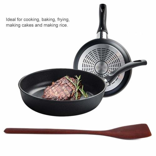 Awstroe Spatula, Practical Wooden Stick-Free Spatula for Baking, Frying, and Cake Making (Red)