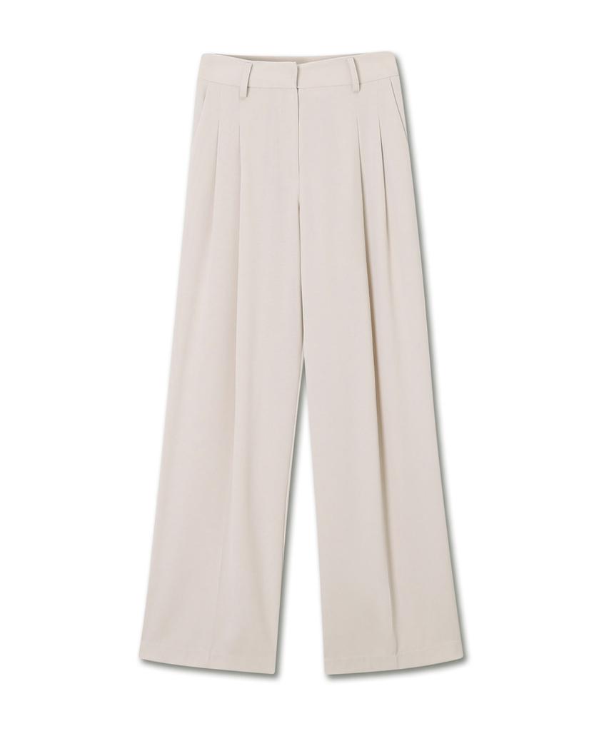 Michikoleondeonkosino Two-Pintuck Wide Slacks Cream Beige