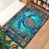 Vibrant Turtle Artistic Pattern Carpet, 800g/M² Polyester Office Chair Rug Decor, Durable Floor Mat