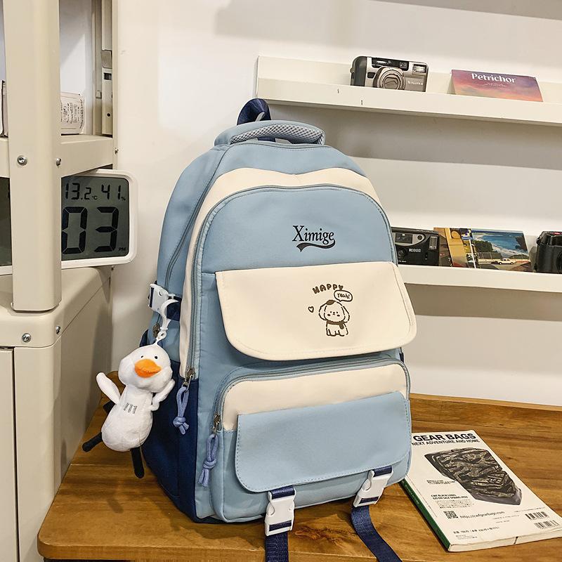 School Bag New High Value Contrasting Color High School Backpack Trend Versatile College Student Couple Casual Backpack