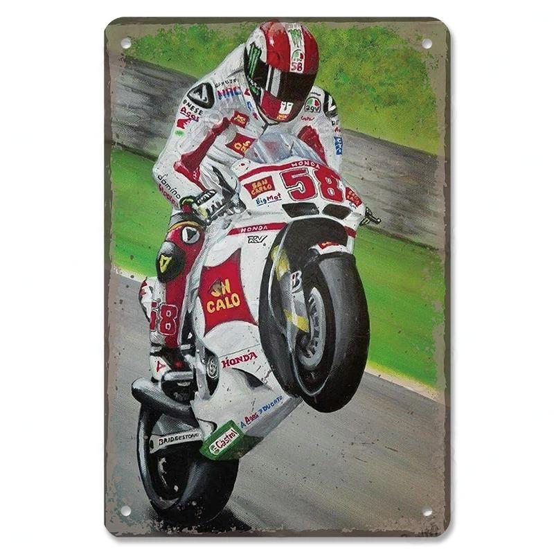 Vintage Metal Tin Signs Motor Sports Posters Decor Motorcycle Racing Retro Metal Plaque Wall Art Decor for Garage Bar