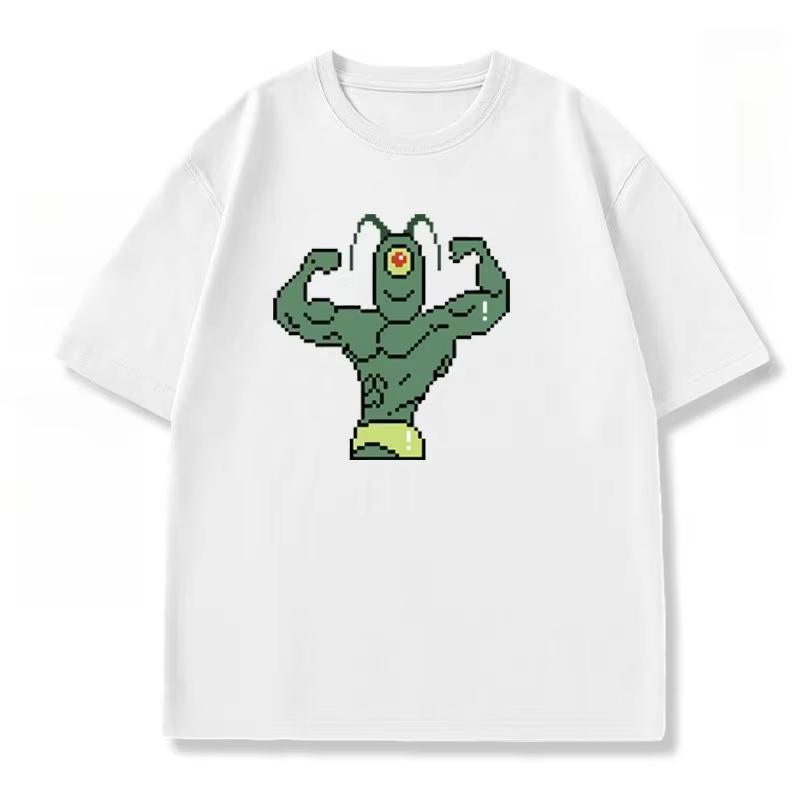Womens SpongeBob SquarePants Muscle Fitness TShirt YK Trendy Loose Casual ShortSleeve Printed Top for Fitness Enthusiasts