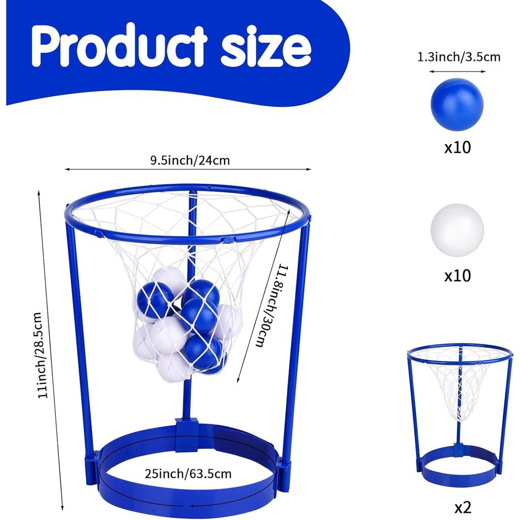 Pachet de 2 Coșuri de Cap Joc de Petrecere Baschet pentru Copii Adulți Bandă de Cap Reglabilă cu Plasă de Coș cu 20 de Mingi Cadou Distractiv pentru Ziua de Naștere