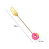 Cuillère-Fourchette Donut Mignonne en Acier Inoxydable Cuillères à Glace Gâteau Dessert Cuillère à Remuer le Café Bonbon Mignon Dessin Animé Cuillère à Thé Vaisselle