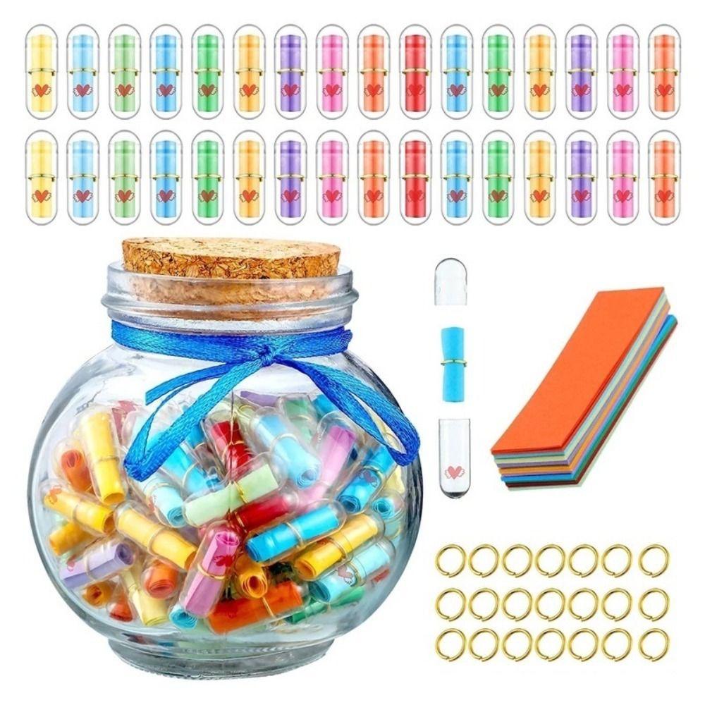 

52 шт. красочные прозрачные бутылки желаний пластиковые DIY капсульные бутылки с любовным письмом бутылки с буквами