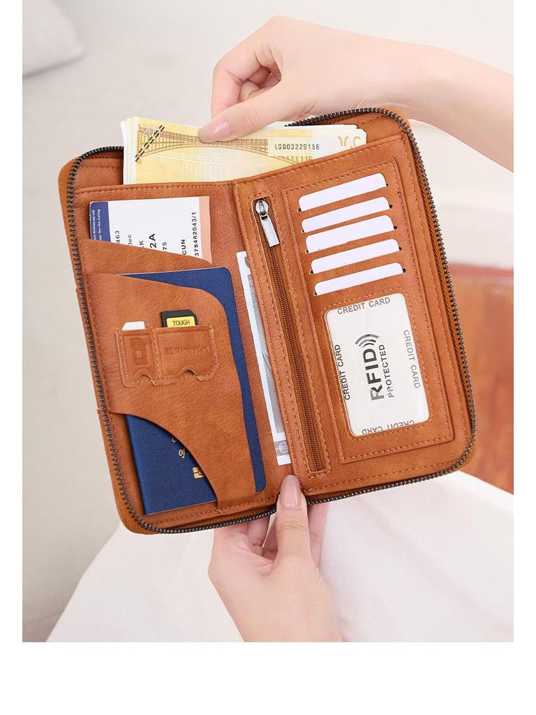 RFID Anti-Magnetic Zipper Passport Wallet: Multi-Function ID & Ticket Holder