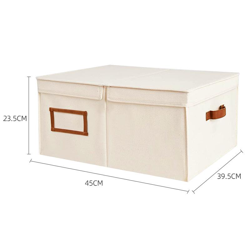 

Большой моющийся складной тканевый ящик для хранения с крышкой для одежды и одеял 45x39.5x23.5 cm грязно-белый