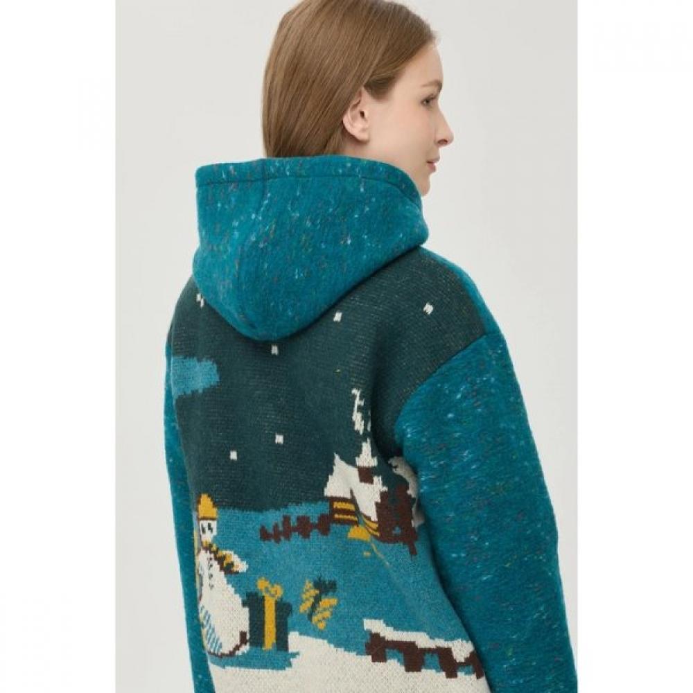 Benetton Jacquard Knit Hood Wool Jumper Bajp51561