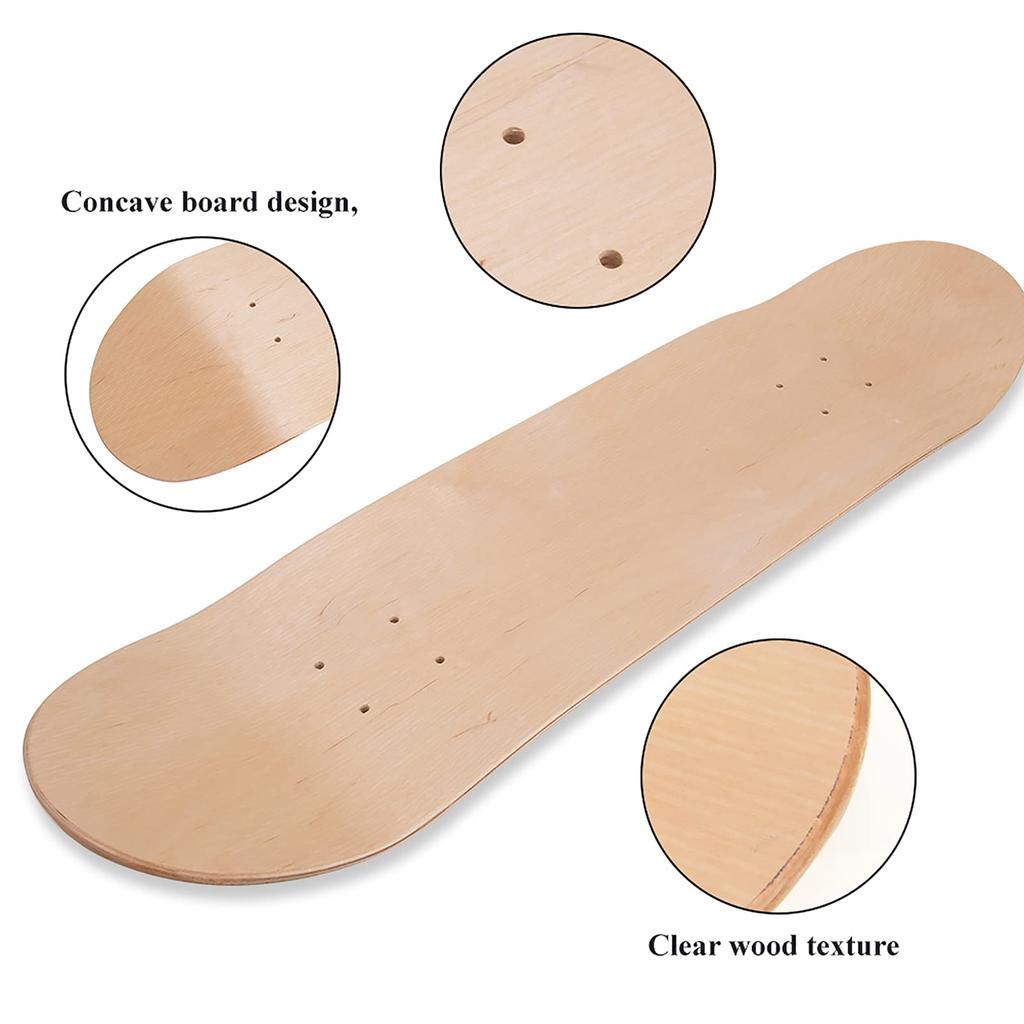 Maple Wood Blank Double Warp Skateboard Deck, Concave Board, Skate Scooter Accessories
