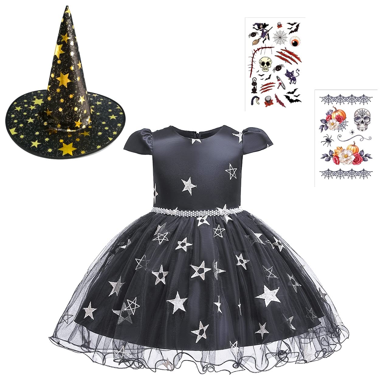 

Платье ведьмы на Хэллоуин Набор с татуировкой Костюм Рождество [ZAIDEA] Дети, Костюм, 3-компонентные наклейки, Вечеринка, (Черный 100) чёрный