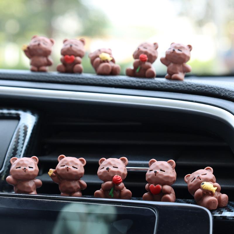 2 Buc Ursulet Roz Desen Animat Ornamente Miniaturale Decorațiune Peisaj Casă de Păpuși Accesorii DIY Accesorii Interior Auto Ornamente Auto