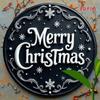 Metal Christmas Sign Black White Holiday Decor No Electricity Textured Surface Indoor Outdoor Wall Art