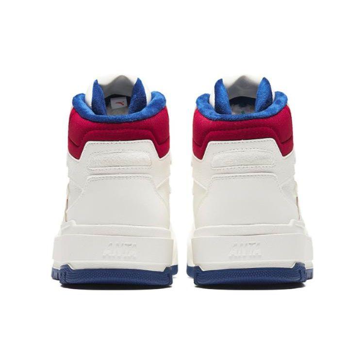 Anta Versatile Casual High-Top Sneakers Comfortable Shock Absorption Wear-Resistant Non-Slip Men Sneakers White Red 112348916-1
