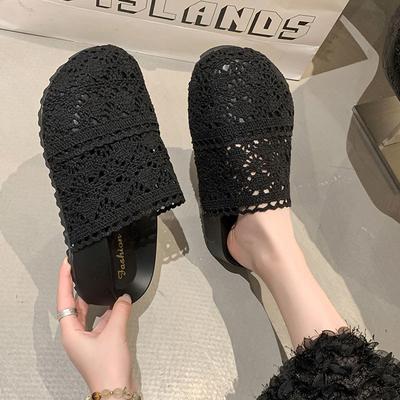 Vento fatato scarpe pigre a un pedale suola spessa retrò rialzate mesh traspiranti fresche pantofole donna nuove estate 2025