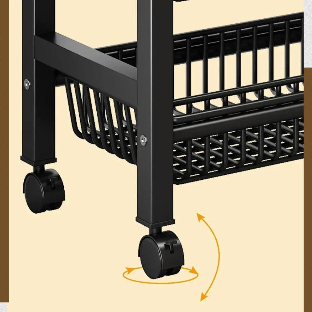 Küchen-Gemüsekorbwagen, multifunktionales Lagerregal, beweglicher Rollwagen für Obst, Mikrowelle, Küchen-Organizer-Regal