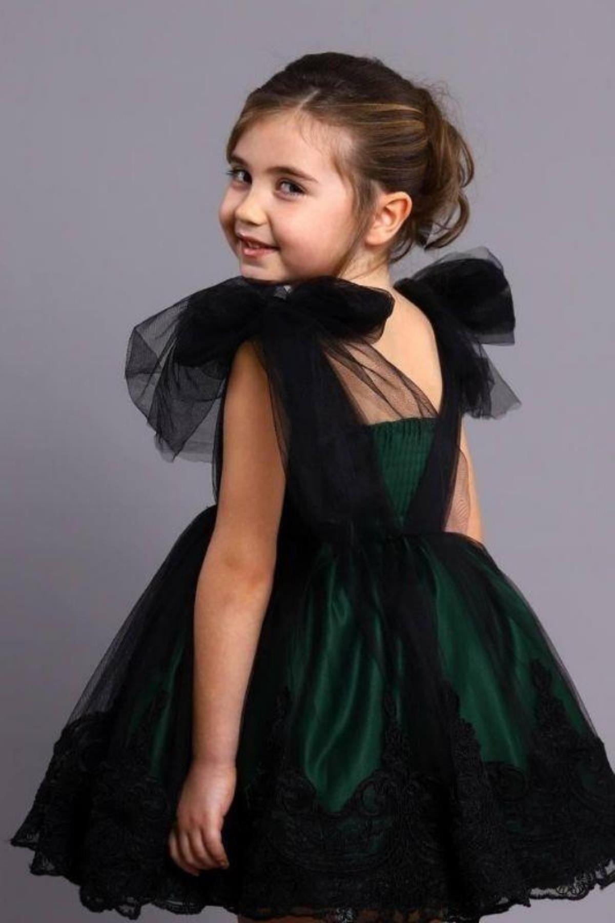 

Girl s New Elegant Fluffy Tulle Green Evening Dress